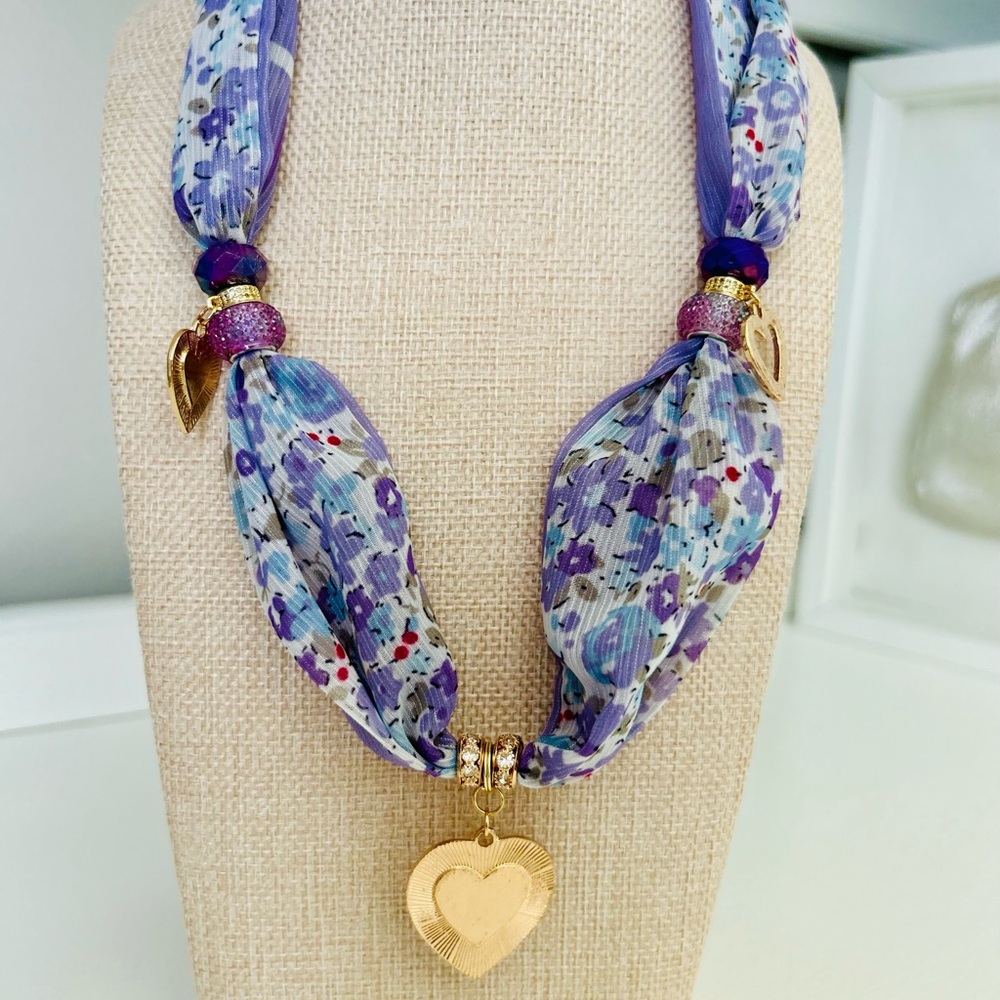 Lonestar Belle Floral Heart Pendant Scarf Necklace